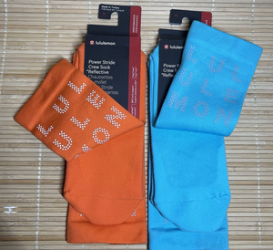 Lululemon Socks Mens XL Blue Power Stride Crew X2 Orange 12.5-14 NWT
